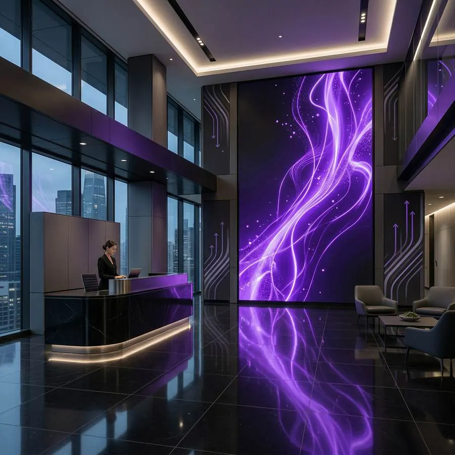 Painel de LED em ambiente corporativo